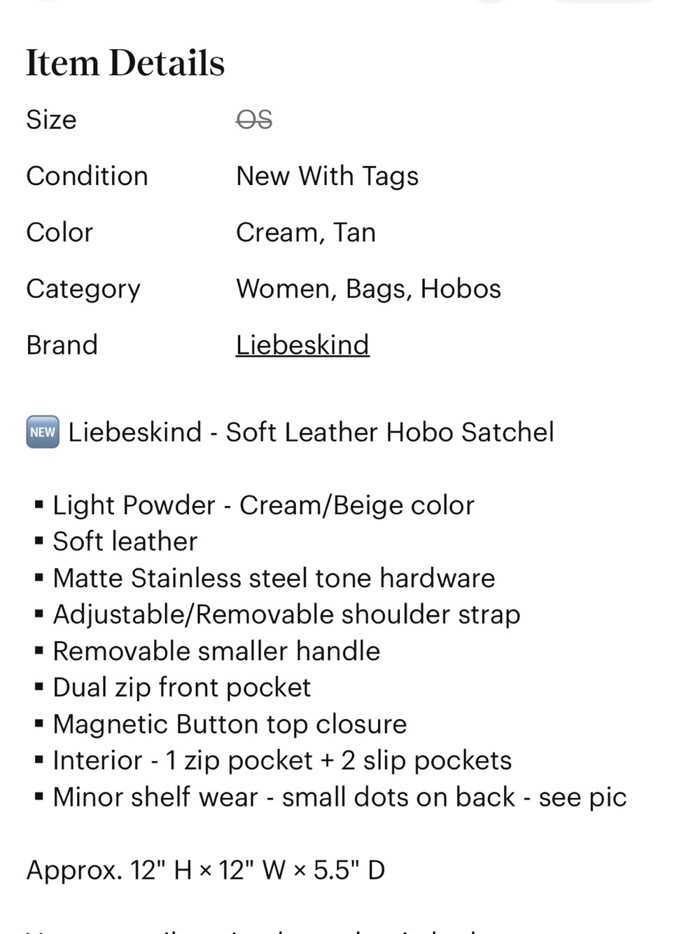 ๐๏ธ Liebeskind Soft Leather Fenja Hobo Satchel/Crossbody - Picture 2 of 9